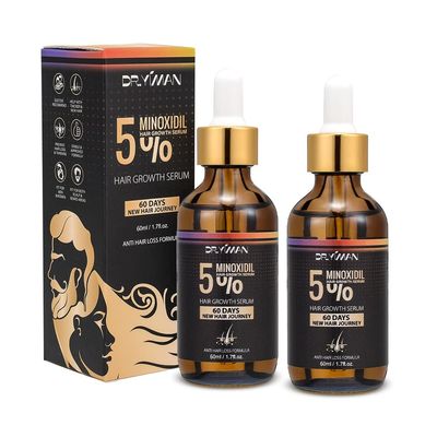 5 Minoxidil Hair Growth Treatment for Men and Women - Biotin Serum to Prevent Hair Loss and Thinning (2 Pack)