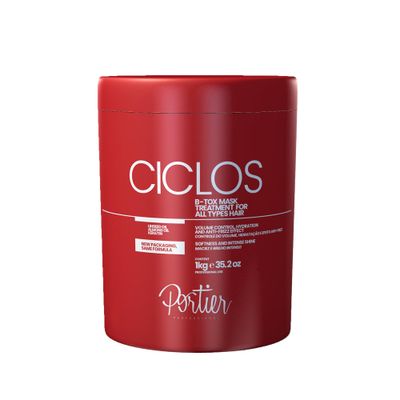 Portier Ciclos B-Tox Hair Mask for Dry Damaged Hair with Reconstructive Capillary Sealing, Deep Conditioning Color Treated Support, Anti-Frizz Volume Control, 35.2 fl. oz. 1kg