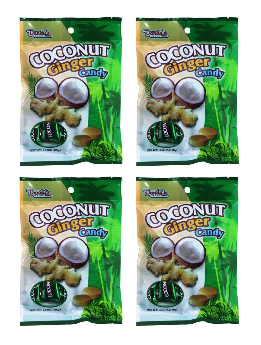 Dandy&#39;s Coconut Ginger Hard Candy, Set of 4(3.52 oz)