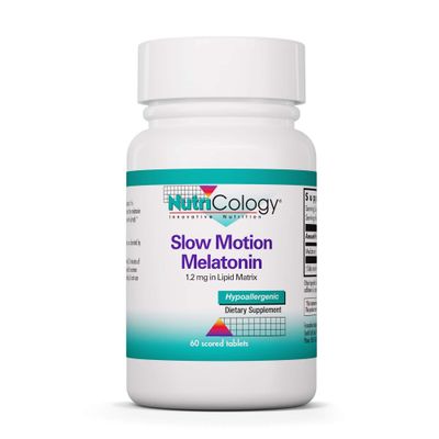 Nutricology Slow Motion Melatonin - Sleep Aid, Low Dose, Lipid Matrix, 1mg Supplement, Pure, Hypoallergenic, Scored Tablets - 60 Count