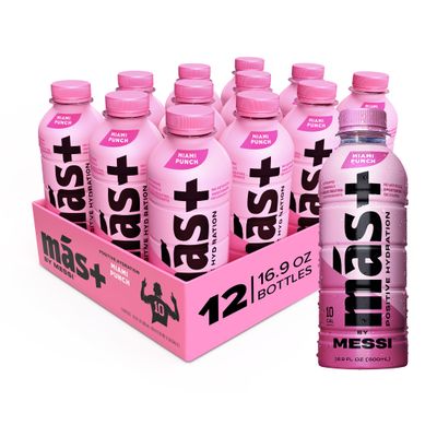 Ms by Messi 16.9oz Miami Punch, Sports Drink Hydration Beverage, Natural Flavors with Vitamins and Electrolytes, No Artificial Sweeteners or Colors, 12-pack