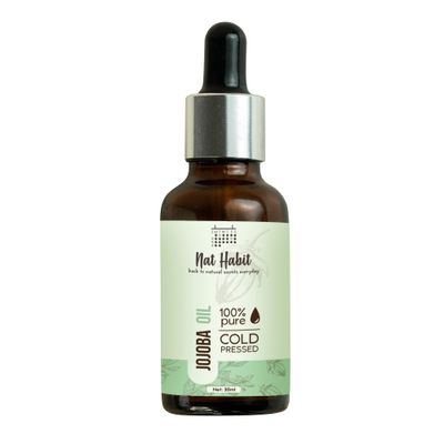 Nat Habit Cold Pressed 100 Pure Jojoba Oil for Skin Hair With Vitamin E, Omega-9, Free From Mineral Oil, 30ml