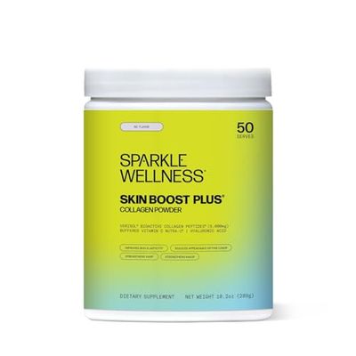 Sparkle Wellness Skin Boost Plus (No Flavor) 50-Serves Collagen Powder Supplement with VERISOL Bioactive Hydrolyzed Collagen Peptides, Vitamin C Hyaluronic Acid
