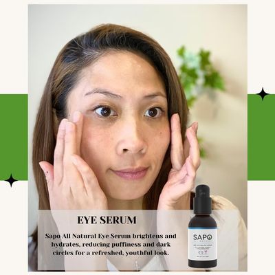 Sapo All Natural Eye Serum with Peptides Hyaluronic Acid - Reduce Dark Circles, Puffiness Bags Under Tired Eyes - Hydrating Anti-Aging, 1 Fl Oz