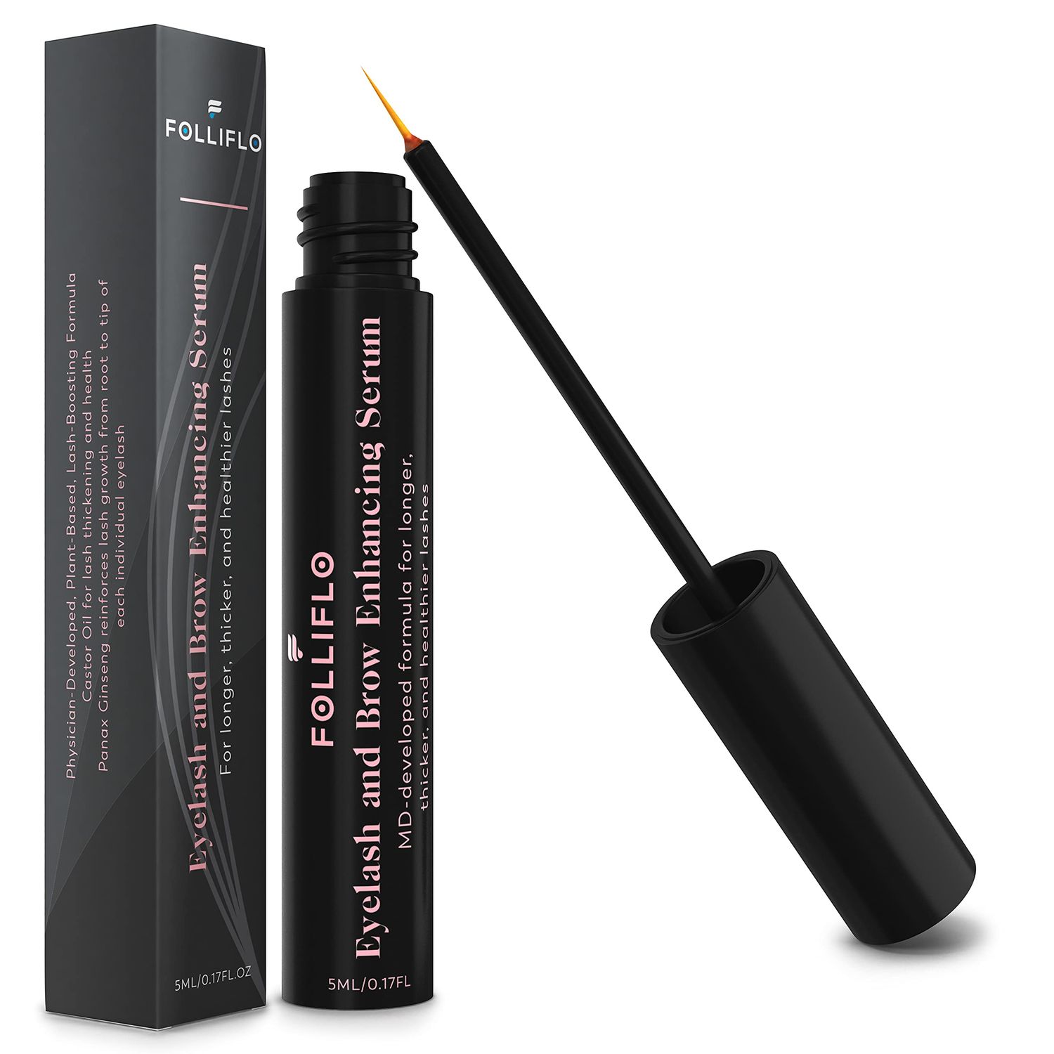 Folliflo by CELL ACCEL Eyelash Brow Enhancing Serum with Castor Oil Panax Ginseng - Hair Growth Formula for Longer, Thicker Healthier Lashes - Developed by a Harvard-Trained Dermatologist