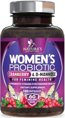 Probiotics for Women 60 Billion CFU - 16 Strains, Prebiotics Cranberry, PH Balance, Digestive Health, Vaginal Immune Support, Womens Probiotic for Gut Health, Shelf Stable - 120 Capsules