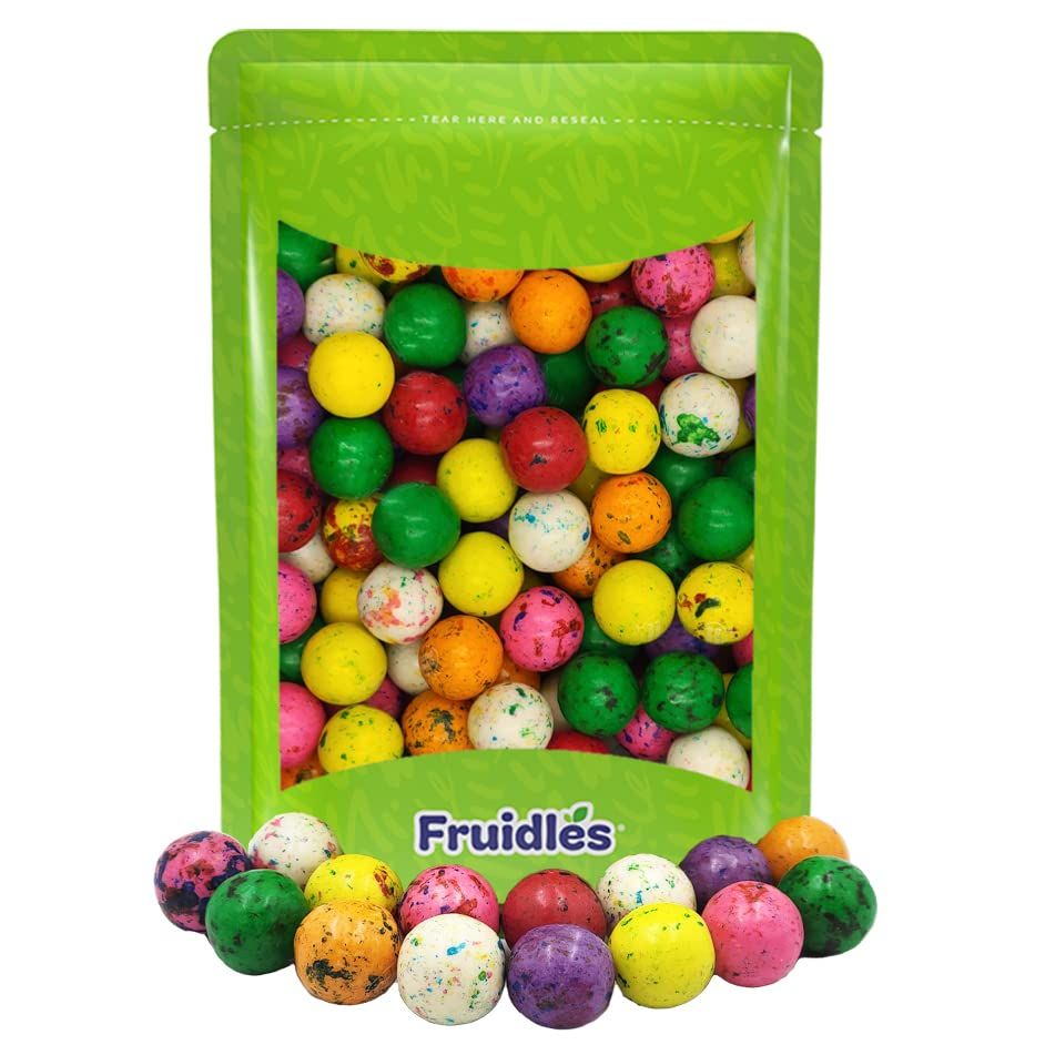 Fruidles Multicolor Chewing Gum, Splat Paint Design, Candy Buffet Treats, Machine Size Refills, Kosher Certified Parve, 1&quot; Inch (Half-Pound)