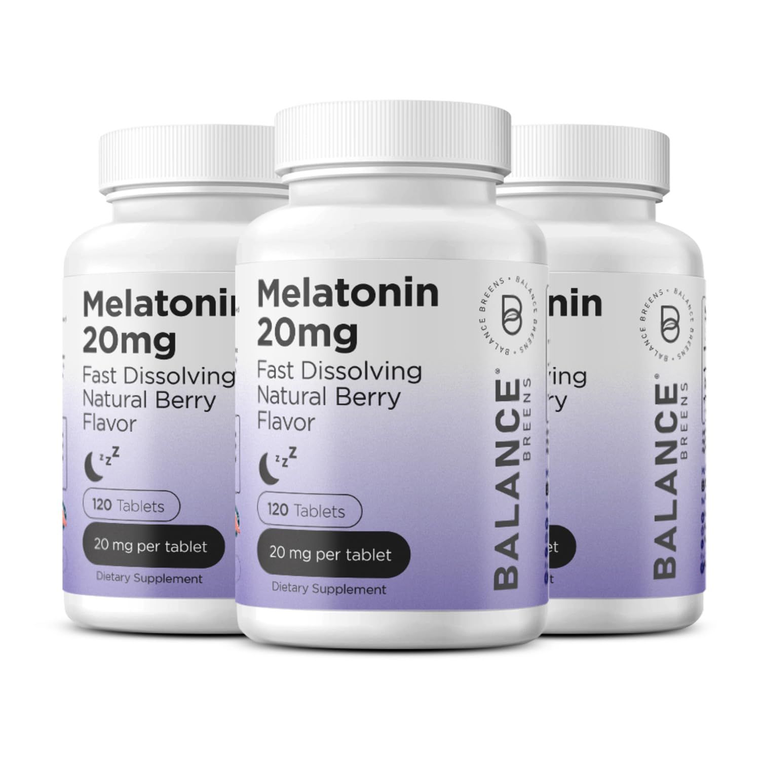 Balancebreens Melatonin 20mg Fast-Dissolve, 120 Tablets - Natural Sleep Aid for Restful Nights, Drug-Free Support for Relaxation and Tranquility