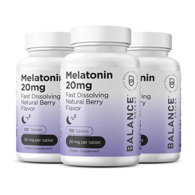 Balancebreens Melatonin 20mg Fast-Dissolve, 120 Tablets - Natural Sleep Aid for Restful Nights, Drug-Free Support for Relaxation and Tranquility