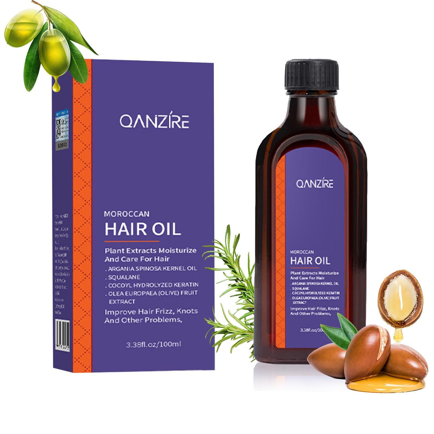 YJLYQF Moroccan Argan Oil,Purple Hair Essential Oil-Leave Hair Soft Shiny,Deep Moisturizer,Frizz Control,Split End Repair for Dry Damaged Hair,Hair Treatment Oil for Dry and Frizzy-100ML