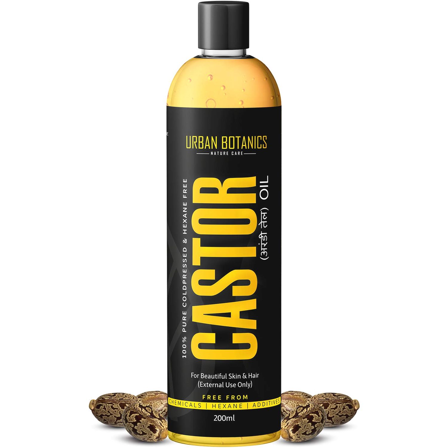 UrbanBotanics Pure Cold Pressed Castor Oil for Hair and Skin, 200ml