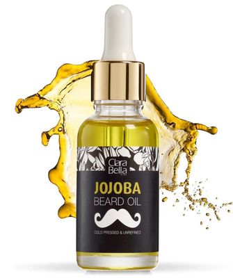 Jojoba Beard Oil: Unscented, Pure Organic for Men - Stops Itch Dandruff, Softens Coarse Hair Mustache, 1 fl oz (30ml)