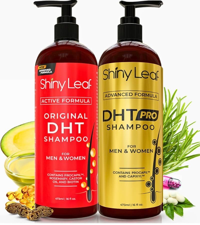 DHT Blocking Shampoo Bundle - Anti-Hair Loss Shampoos For Women and Men With Biotin, Procapil and Capyxil For Daily Use, 2 x 16 oz by Shiny Leaf