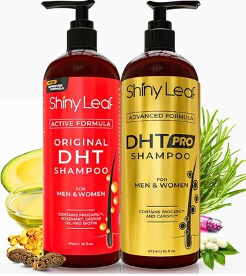 DHT Blocking Shampoo Bundle - Anti-Hair Loss Shampoos For Women and Men With Biotin, Procapil and Capyxil For Daily Use, 2 x 16 oz by Shiny Leaf