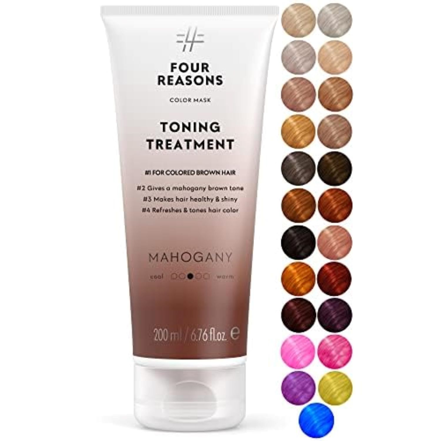 Four Reasons Color Mask - Mahogany 27 Colors) Toning Treatment, Color Depositing Conditioner, Tone Enhance Color-Treated Hair - Semi Permanent Hair Dye, Vegan and Cruelty-Free, 6.76 fl oz