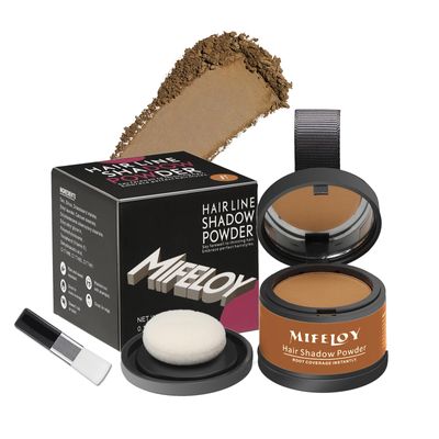 Mifeloy Root Touch Up Powder, Instantly Gray Hair Cover Up, Women Color Root Coverage Shadow Powder for Thinning Grey Hairline, Men Roots Concealer for Hair Loss Beard Line Eyebrow, Light Brown