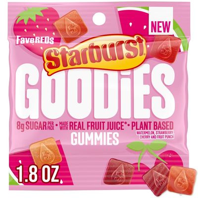 STARBURST GOODIES FaveREDS Plant-Based Fruit Gummy Candy, 1.8 Oz Bag