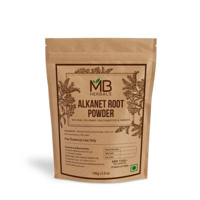 MB Herbals Alkanet Root Powder 100 Gram (3.5 oz) RatanjotAlkanna tinctoria Natural Coloring Agent for Herbal Cosmetics, Natural Fabrics Promotes Hair Growth