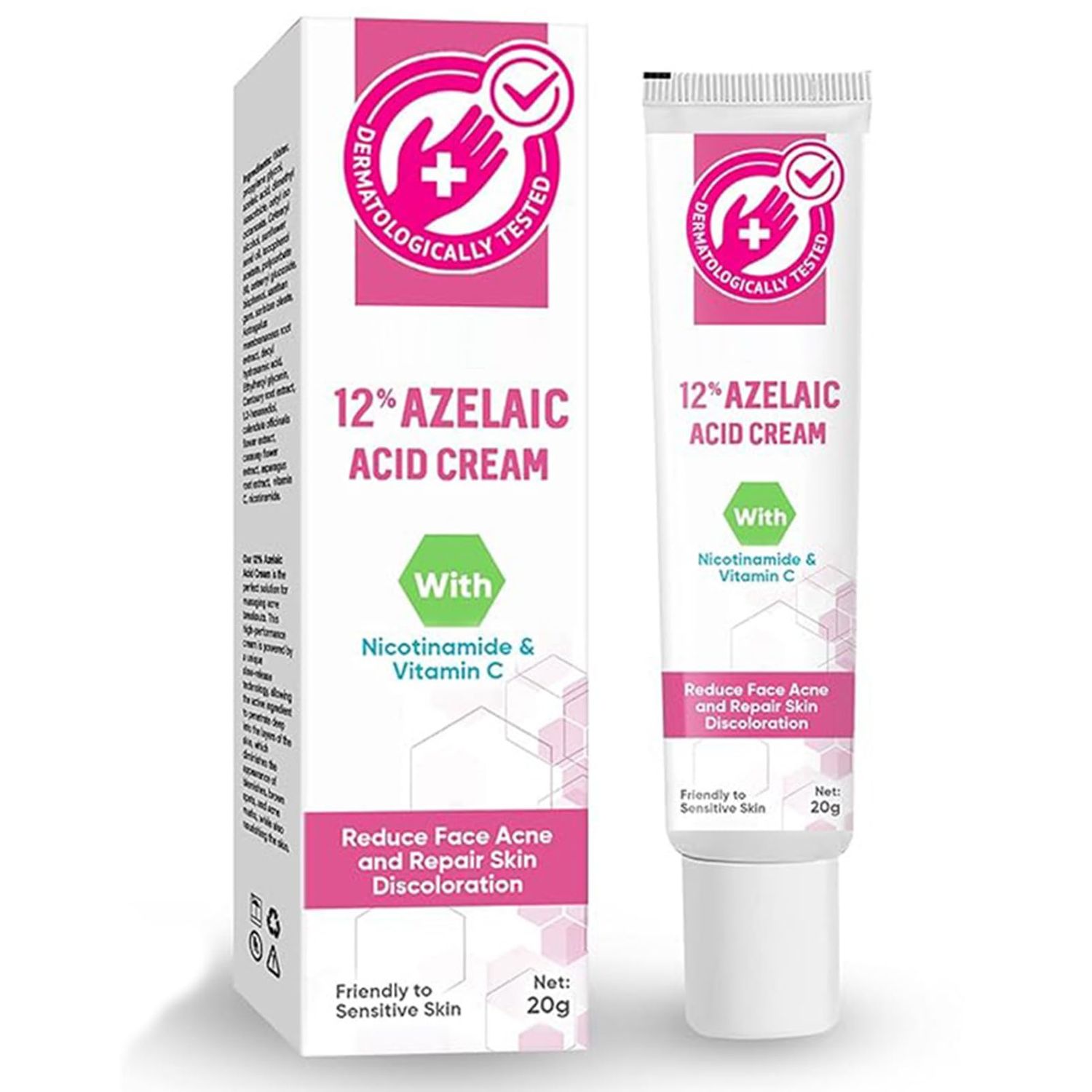 Azelaic Acid 12 Acne Cream, Azelaic Acid for Face, Pimple Cream with Hyaluronic ACid Serum Niacinamide for Face, azelaic acid Serum Redness Relief face, Spot, Rosacea Acne, Balance Excess Sebum