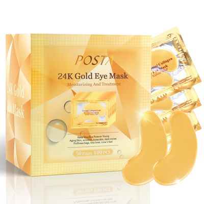 POSTA 50 Pairs 24K Gold Eye Mask, Collagen Under Eye Mask for Dark Cirlce, Puffiness, Refresh, Revitalizing, Travel, Wrinkles, Eye Patches Luxury Gift for Women Men