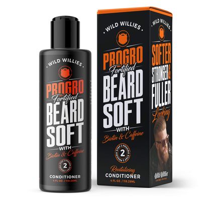 Wild Willies PROGRO Beard Growth Revitalizing Conditioner Fortified with Biotin Caffeine for Facial Hair Growth, Conditioner Softener - Strengthens Follicles for Healthy Looking Beard, 4oz