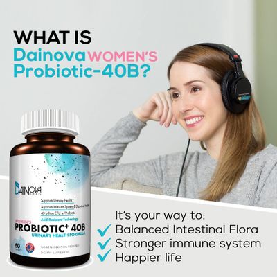 Dainova Probiotics for Women Vaginal Health, Urinary Tract Health, Yeast Infection UTI I 40 Bil CFU Active Prebiotics and Probiotics for Women I Shelf-Stable I Acid-Resistant I 60 Caps