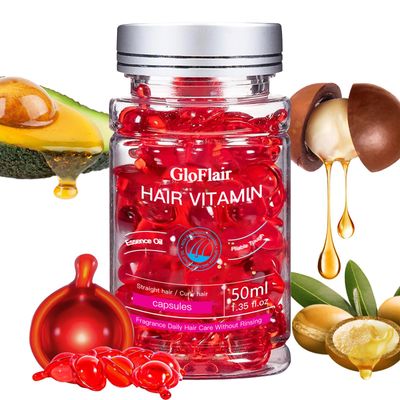 GloFlair Hair Vitamin Serum, 50ml, Leave-in Hair Treatment with Argan Avocado Oil, Daily Hair Care Capsules