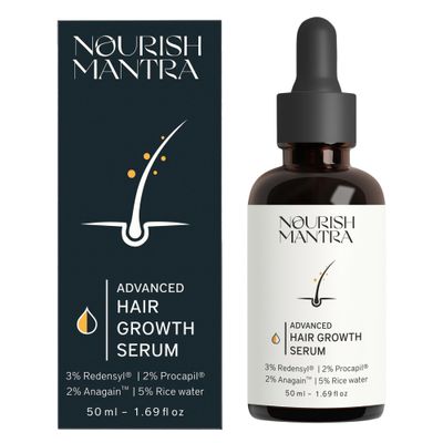 Nourish Mantra - Advanced Hair Growth Serum For Women Men Made With Redensyl, Anagain, Procapil Rice Water Prevents Hair Fall Thinning Promotes Hair Regrowth For All Hair Types 50 ml