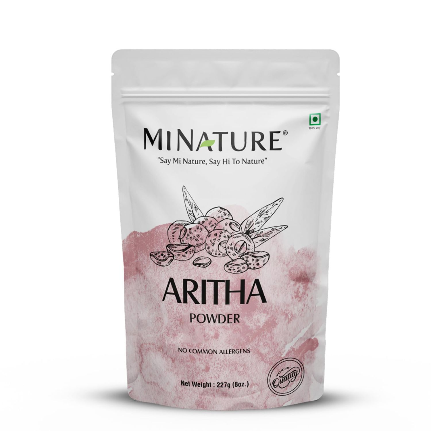 mi nature Aritha (Sapindus Laurifolia) PowderSoap Nut Powder - USDA NOP Certified Organic Hair Conditioner for Silky Hair from India (227g 12 lb)