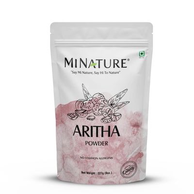 mi nature Aritha (Sapindus Laurifolia) PowderSoap Nut Powder - USDA NOP Certified Organic Hair Conditioner for Silky Hair from India (227g 12 lb)
