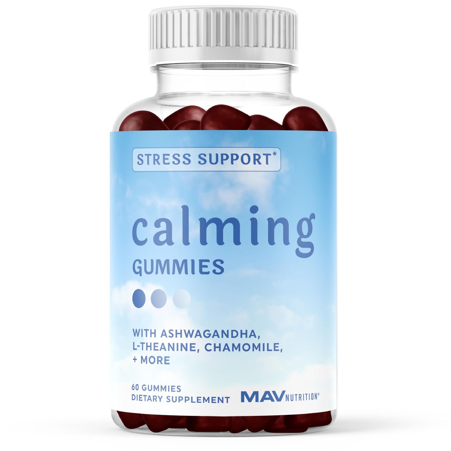 Calming Ashwagandha Gummies for Teens Stress Relief Supplement with Theanine, GABA, Chamomile Lemon Balm Calm Sleep Gummies Natural Raspberry Flavor, Non-GMO, Third-Party Tested 60 Ct