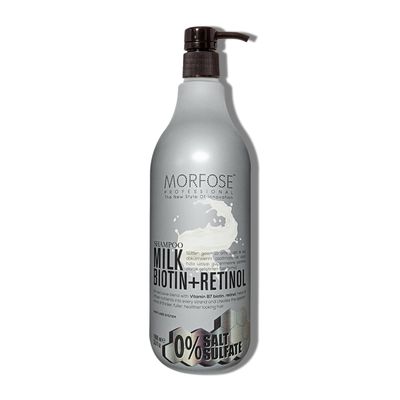 Morfose Milk Biotin Shampoo - Sulfate-Free Formula, Intensive Milk Therapy with 15 Amino Acid Complex, Biotin and Retinol Enriched for Hair Growth, Strengthening Arginine, 33.81 Fl. Oz