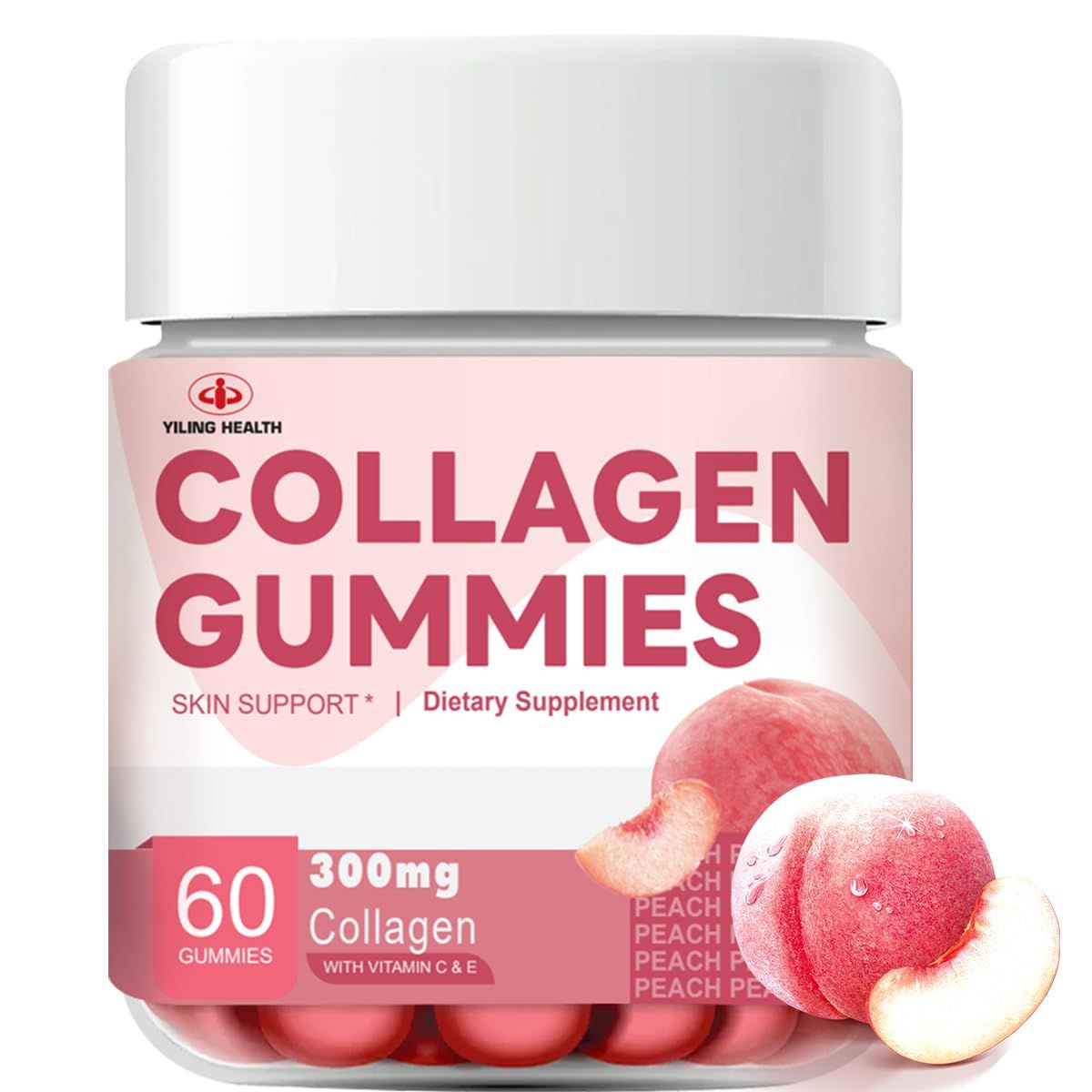 YiLing Suger Free Hydrolyzed Collagen Gummies with Vitamin C, E and Biotin Vitamin for Women Men Healthy Skin Hair Nails, Beauty Support, Collagen Booster Gummy for Natural Collagen Production