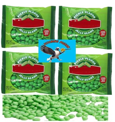 Pickle Flavor Jelly Beans 16oz Total Easter Basket Candy Gifts Egg Hunt Stuffers - Includes PITCHING PIGEON Brand Magnet