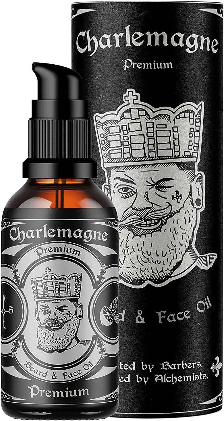 Charlemagne Beard Oil - Made in Germany 1 Fl Oz - Helps with Hair Growth - Vegan, Mint Beard Oil Fragrance for Men with Natural Ingredients - LimeMint Scent