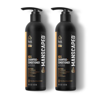 MANSCAPED 2 In 1 Shampoo Conditioner, UltraPremium Formula Infused with Sea Kelp, Coconut Water, Aloe for Nourishing and Hydrating Hair (16 oz), 2 Pack