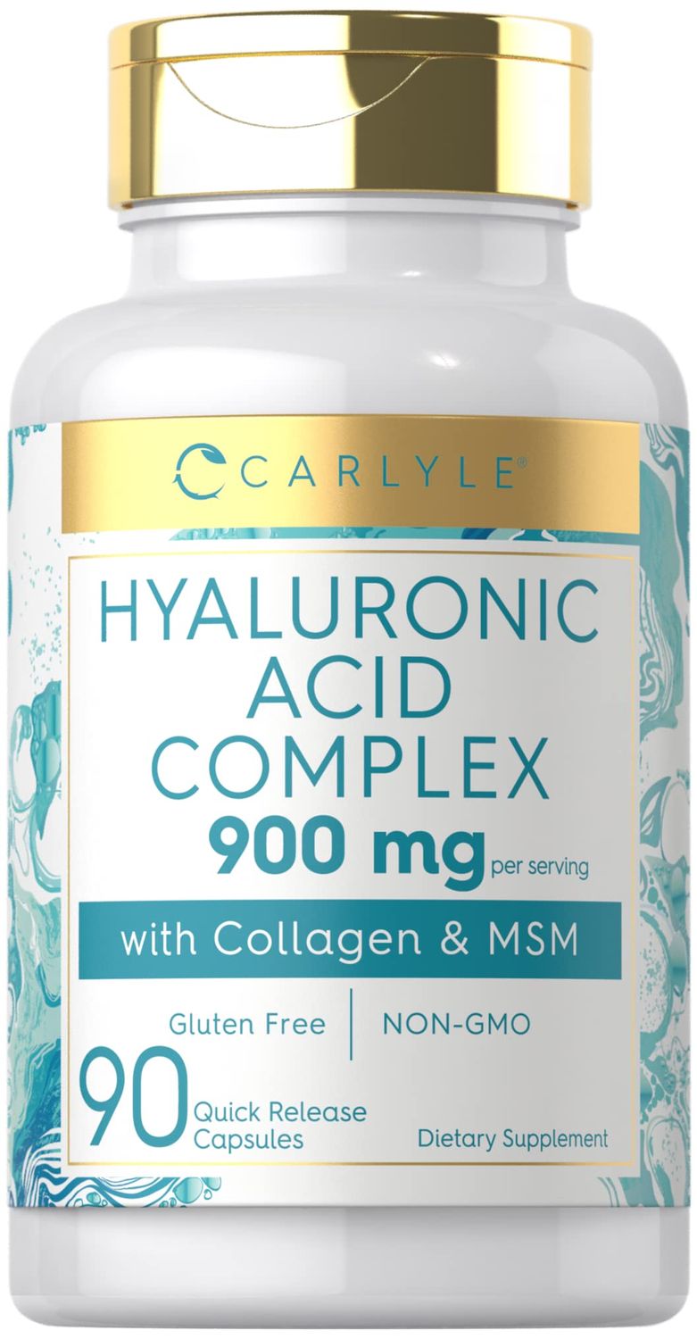 Carlyle Hyaluronic Acid Complex 900 mg with Collagen and MSM 90 Capsules Non-GMO, Gluten Free Supplement