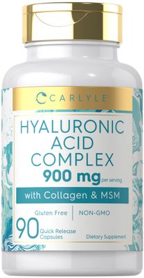 Carlyle Hyaluronic Acid Complex 900 mg with Collagen and MSM 90 Capsules Non-GMO, Gluten Free Supplement
