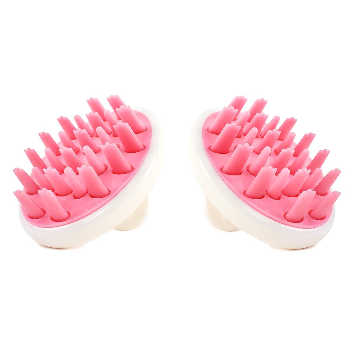 Zyllion Hair Brush Scalp Massager (2-Pack) - Shampoo Scrubber with 3 Unique Soft Silicone Bristles for Hair Growth, Dandruff Removal, Exfoliator Care, Curly or Straight Hair - Pink, Pink