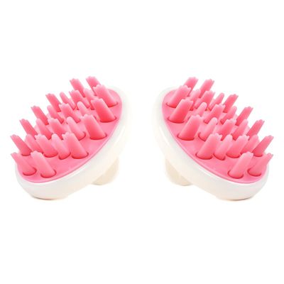 Zyllion Hair Brush Scalp Massager (2-Pack) - Shampoo Scrubber with 3 Unique Soft Silicone Bristles for Hair Growth, Dandruff Removal, Exfoliator Care, Curly or Straight Hair - Pink, Pink