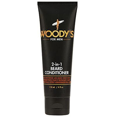 Woody&#39;s 2-in-1 Beard Conditioner, Softens and Conditions Dry, Coarse and Flakey Facial Hair, with Vitamin E, Panthenol, and Matrixyl to Soothe Facial Scruff and Skin, 4 fl oz