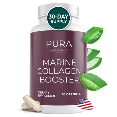 Marine Collagen and Hyaluronic Acid Supplements, Aloe Vera Leaf Gel and Vitamin E Collagen Peptides Pills-Collagen Supplements With Hyaluronic Acid for Hair Skin Nails-90 Collagen Caps