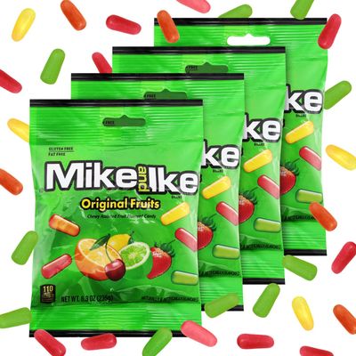 Mike and Ike Original Fruits Candy, 4 Pack of Movie Theater Candy Boxes 8.3 OZ Each, Ideal Mike and Ike Candy for Your Favorite Films, Perfect Theater Box Candy for Sharing with Friends