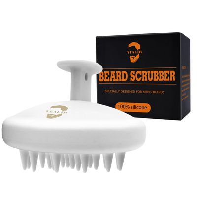 YEALIR Silicone Beard Scrubber - Deep Clean, Exfoliate, Boost Shampoo Efficacy, Relieve Itch Dandruff, Promote Thicker Growth - Durable, Easy to Clean - Grey