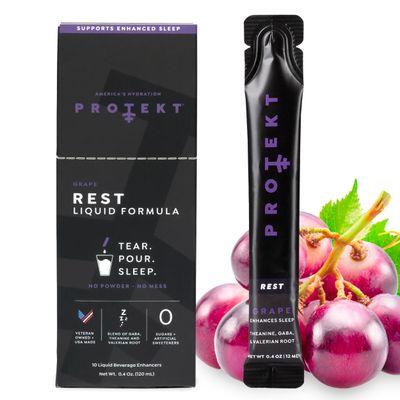 PROTEKT GABA L Theanine Supplement Melatonin-Free Sleep Aid for Adults Valerian Root for Night Support Restful Sleep GABA Calm Liquid Drink Mix for Adults Grape, Pack of 10