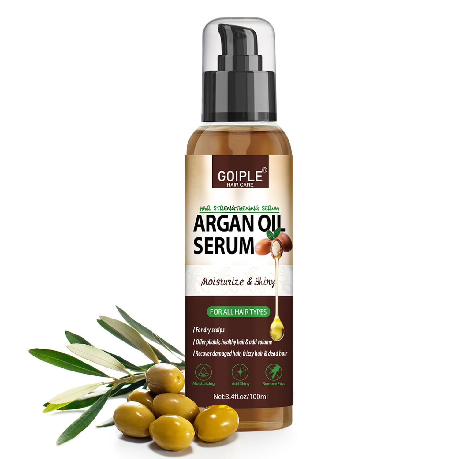 Argan Protein Hair Oil Serum Argan Oil Styling Moisturizing Oil - Anti Frizz Control Nourishes Repair Argan Oil for Dry Damaged Hair Sclap Heat Protectant Serum for Shine Prevent Hair Burns