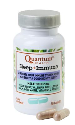 Quantum Health Sleep Immune Support Supplement Melatonin 2mg L Theanine Valerian Root Plus Elderberry Vitamin C D Immunity Boost - 30 Capsules