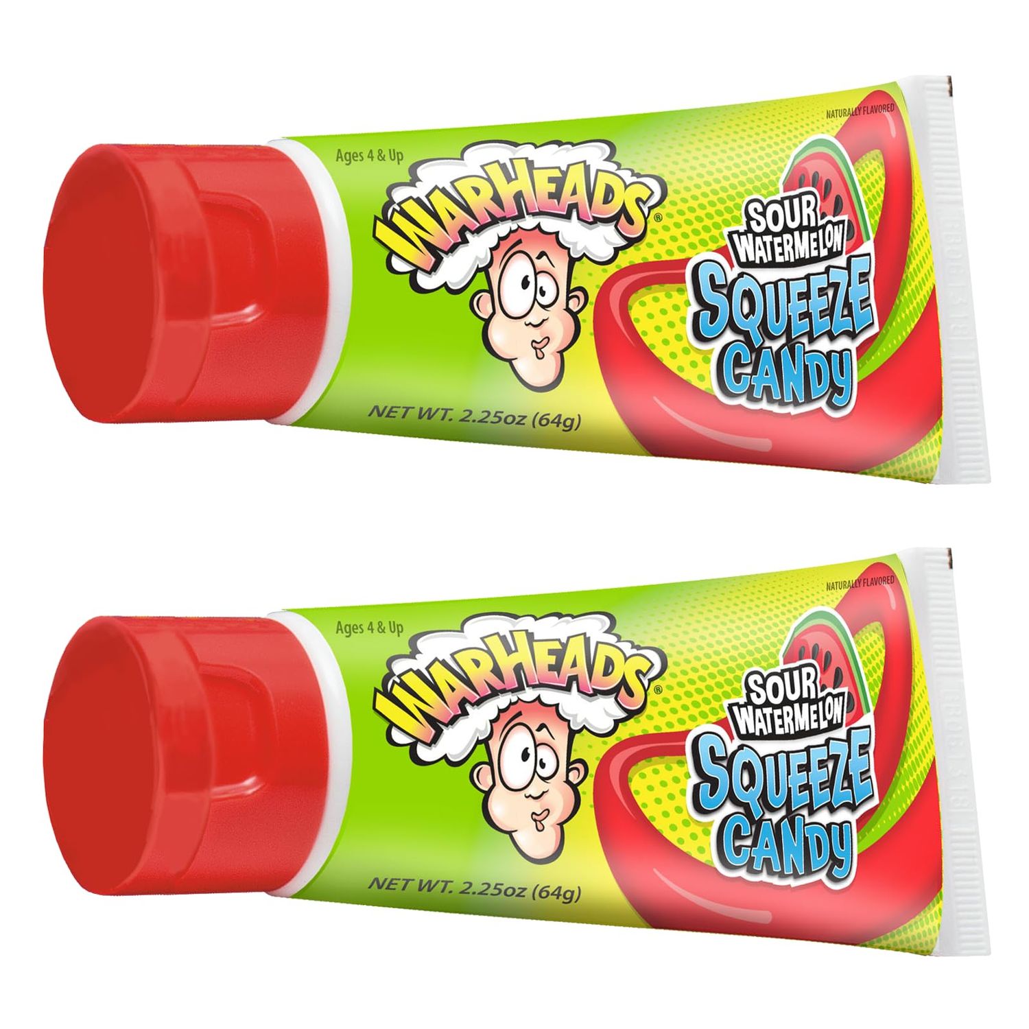 WARHEADS Sour Watermelon Squeeze Candy - Mouth-puckering Liquid Gel Candy - 2.25 oz. Tubes - 2 Pack