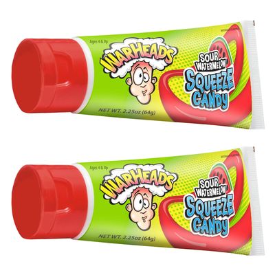 WARHEADS Sour Watermelon Squeeze Candy - Mouth-puckering Liquid Gel Candy - 2.25 oz. Tubes - 2 Pack