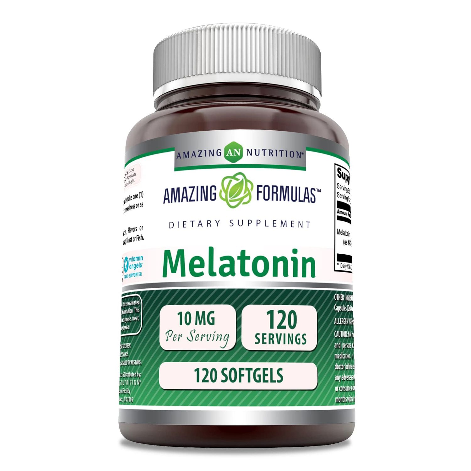 Amazing Formulas Melatonin Supplement 10 Mg per Serving 120 Softgels Non-GMO Gluten-Free Made in USA